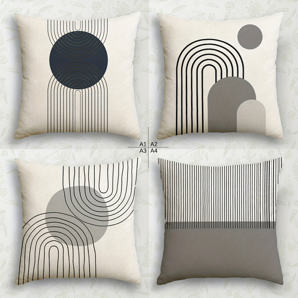 4 unidades, Feito de, Apresentando um Design Geométrico Minimalista, Perfeito para Criar um Ambiente Romântico na Sua Casa. Possui Impressão de um Lado e Mede 44,96 cm por 44,96 cm, Ideal para Decorar Sofás, Salas de Estar e Quartos