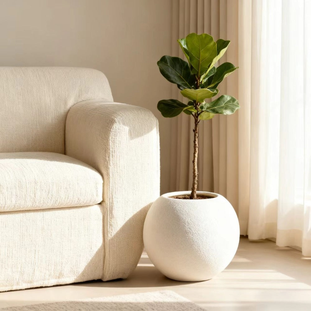 Floreira de Chão Esférica Branca Minimalista | Vaso de Plástico Resistente às Intempéries para Plantas de Interior e Exterior & Decoração Festiva, Estilo Contemporâneo, Formato Redondo