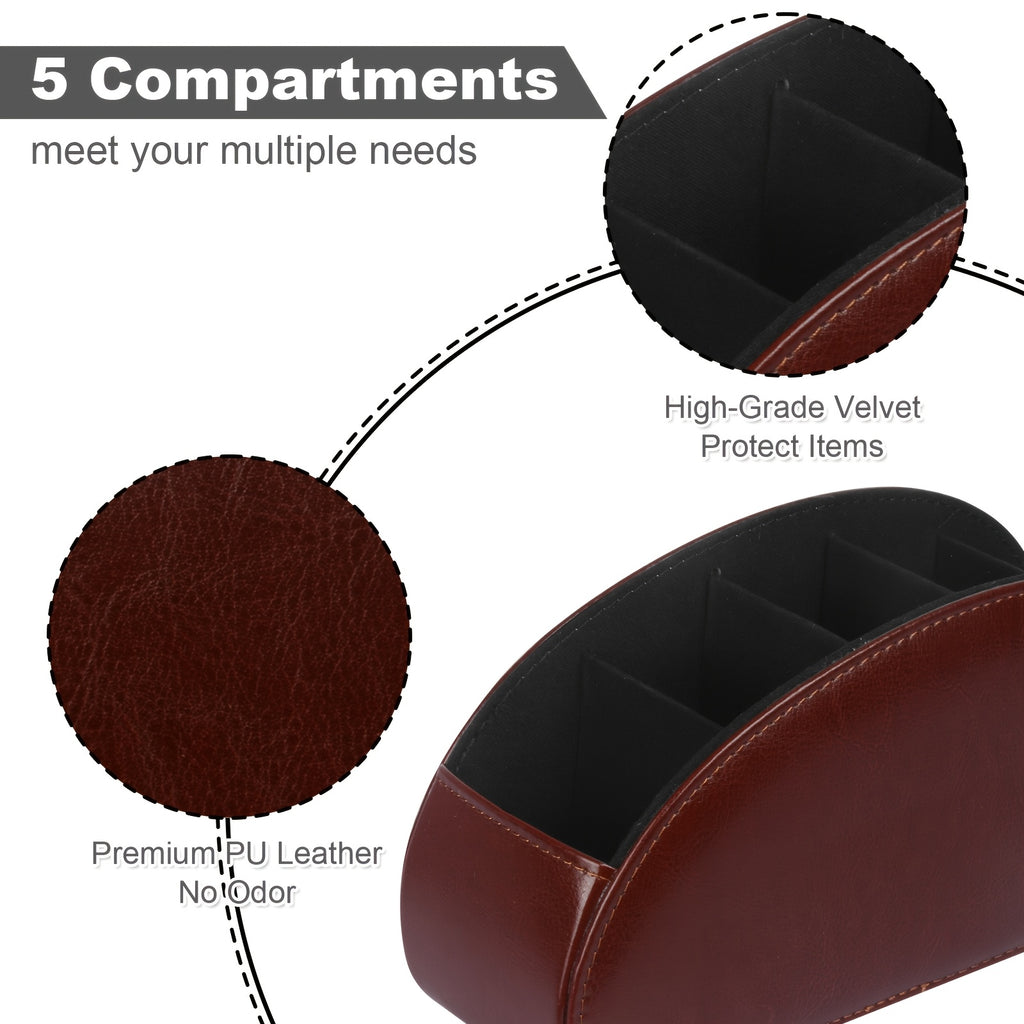 Porta-Controle Remoto em Couro Sintético com 5 Divisórias