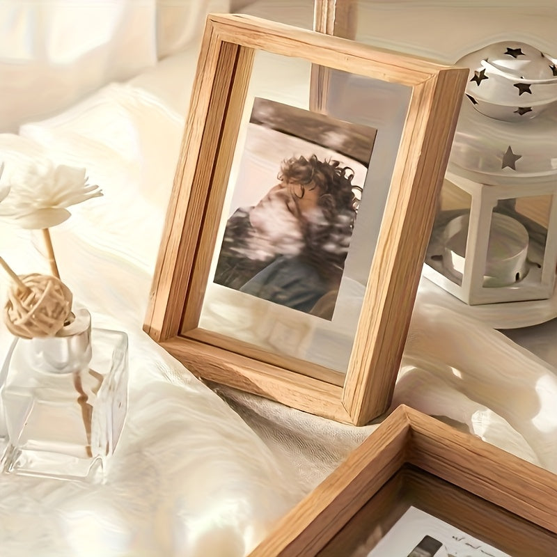 1 Moldura de Fotos Flutuante de Madeira, Disponível em Múltiplas Cores - Design Clássico e Moderno com Dupla Camada de Acrílico Transparente, Moldura para Pendurar Horizontal/Vertical, Ideal para Fotos Pequenas, Paisagens, Retratos, Pets, Arquitetura - Painel Protetor Transparente, Fácil de Instalar