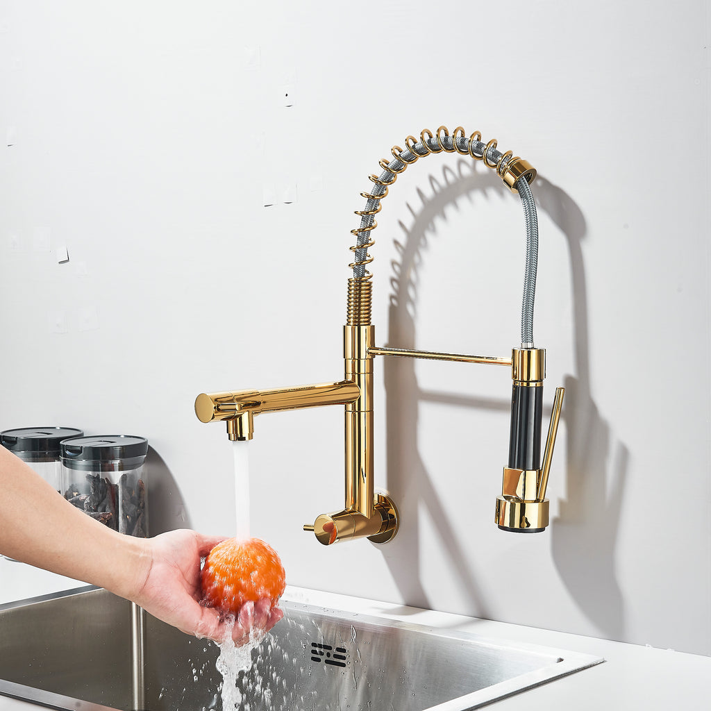 Torneira Gourmet de Parede em Aço Inox com Bica Dupla