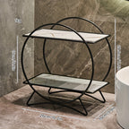 Organizador de banheiro de duas camadas DONGZHANGGUI com base elegante de orelha de gato - Prateleiras de metal elegantes para cosméticos, cuidados de pele e perfumes - Acabamento lacado, ideal para um banheiro moderno, organizadores e armazenamento de banheiro