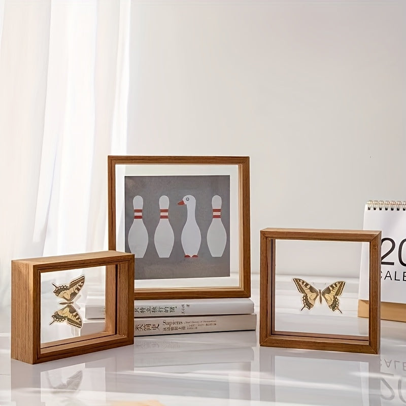 1 Moldura de Fotos Flutuante de Madeira, Disponível em Múltiplas Cores - Design Clássico e Moderno com Dupla Camada de Acrílico Transparente, Moldura para Pendurar Horizontal/Vertical, Ideal para Fotos Pequenas, Paisagens, Retratos, Pets, Arquitetura - Painel Protetor Transparente, Fácil de Instalar