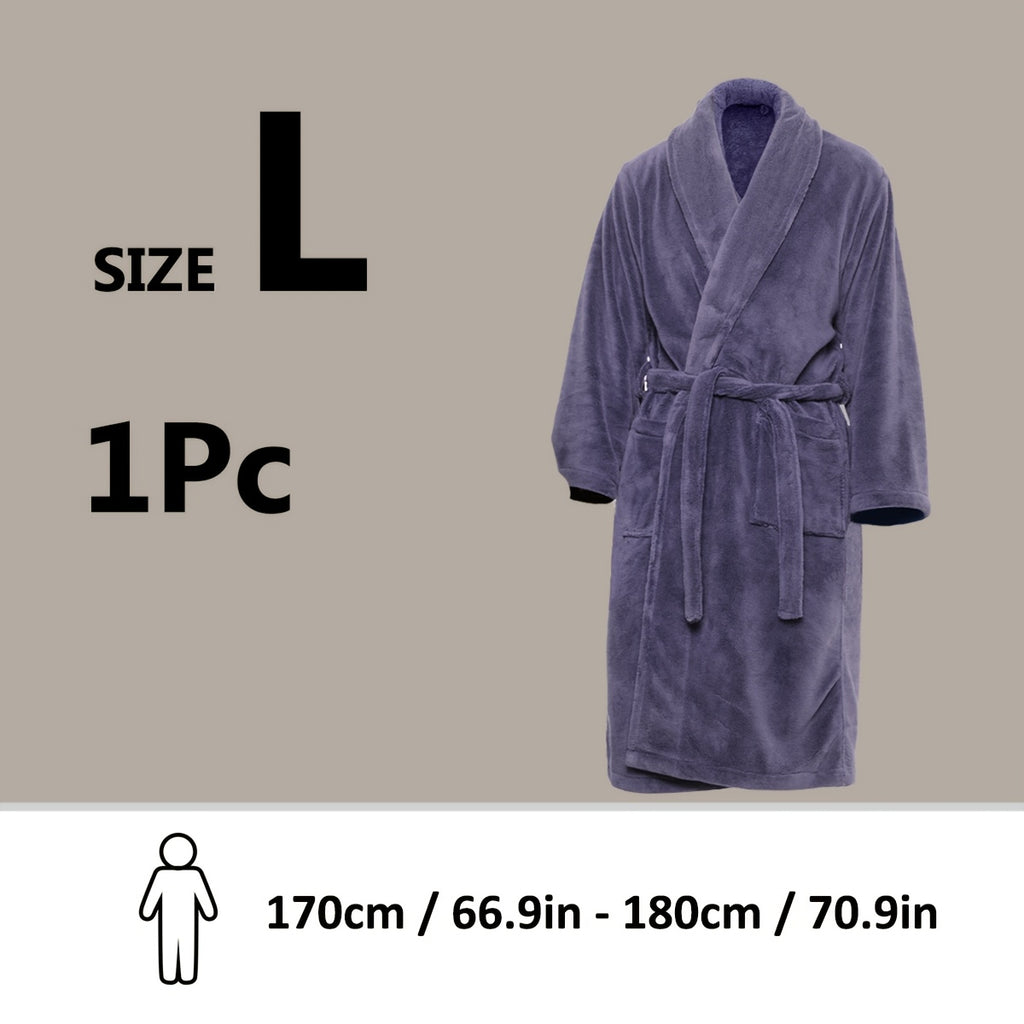 Roupão Unissex de Fleece Coral Extra Quente para Homens e Mulheres, Roupões Adultos para Banheiro, Toalha de Banho, Roupão com Gola Xale, Presente de Dia dos Namorados para Casais
