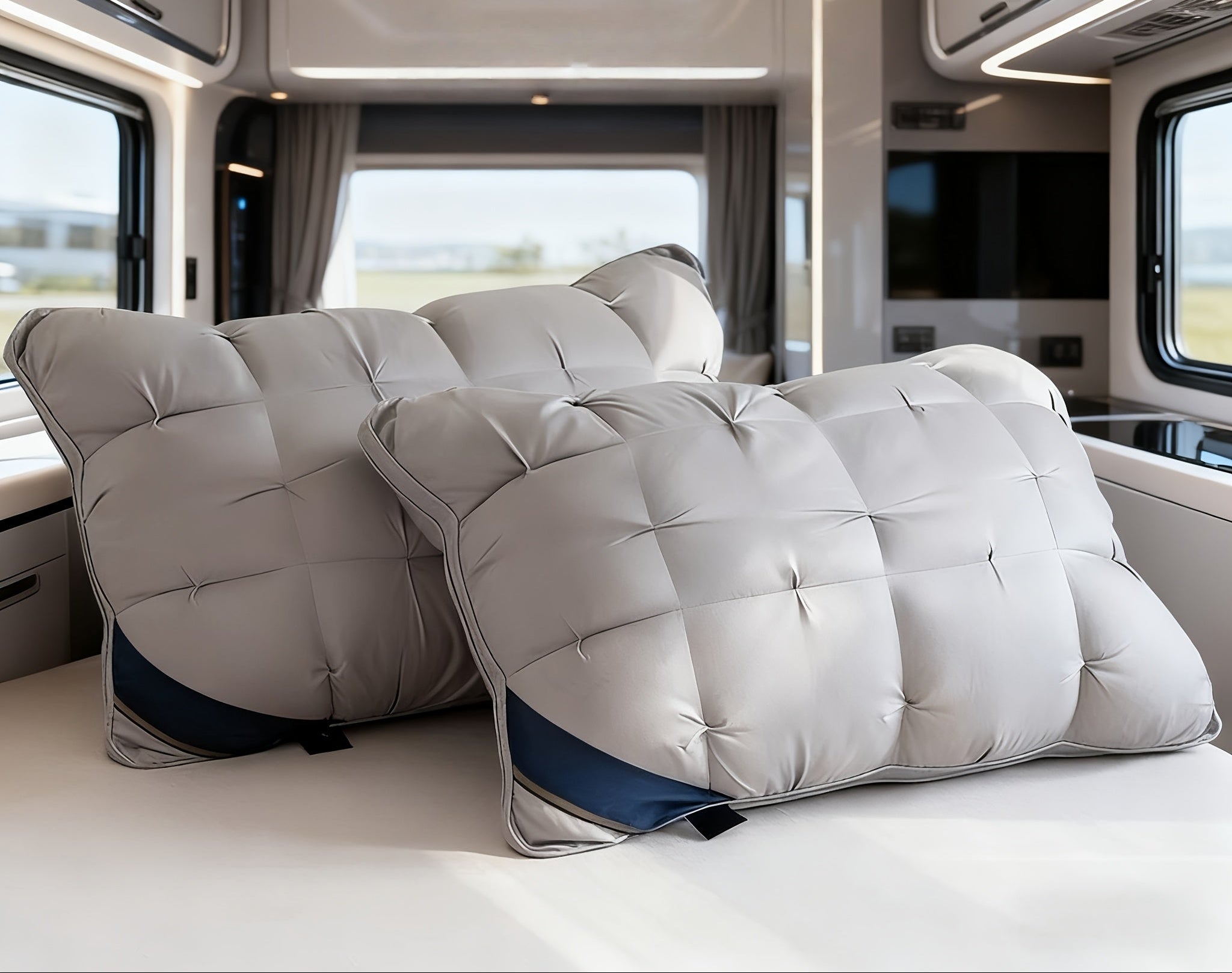 2 unidades/1 unidade Almofadas de Luxo com Qualidade de Hotel 5 Estrelas - 800g Suporte de Pescoço para Sono Profundo, Núcleo Anti-Descaimento para Todas as Estações, Tecido de Poliéster Hipoalergénico para Quartos de Casa e Autocaravanas, Hotéis, Adequadas para Todas as Estações, Roupa de Cama, Conforto de Viagem, Design Elegante