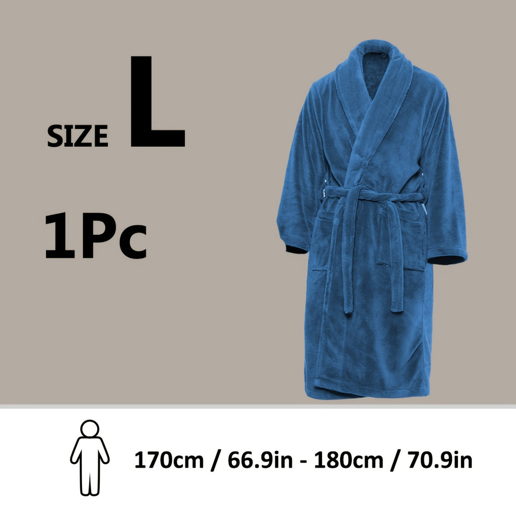 Roupão Unissex de Fleece Coral Extra Quente para Homens e Mulheres, Roupões Adultos para Banheiro, Toalha de Banho, Roupão com Gola Xale, Presente de Dia dos Namorados para Casais