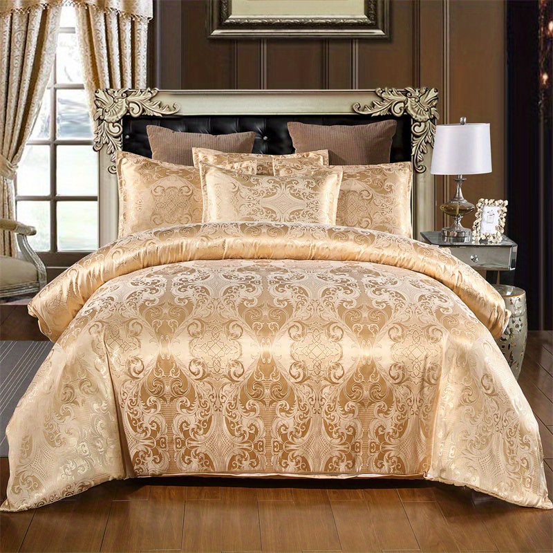 3 peças, conjunto de capa de edredom de cetim jacquard estilo europeu, conjunto de três peças, uma capa de edredom e um par de fronhas, sem núcleo interno.