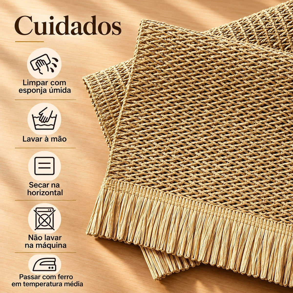 Conjunto de Jogos Americanos Boho com Franjas