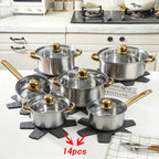 14 Peças Conjunto de Frigideira Preta com Protetores de Panela - Resistente ao Calor, Adequado para Vários Tamanhos de Protetores de Panela para Todos os Fogões, Protetores de Panela Profissional para Frituras e Salteados