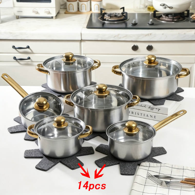 14 Peças Conjunto de Frigideira Preta com Protetores de Panela - Resistente ao Calor, Adequado para Vários Tamanhos de Protetores de Panela para Todos os Fogões, Protetores de Panela Profissional para Frituras e Salteados