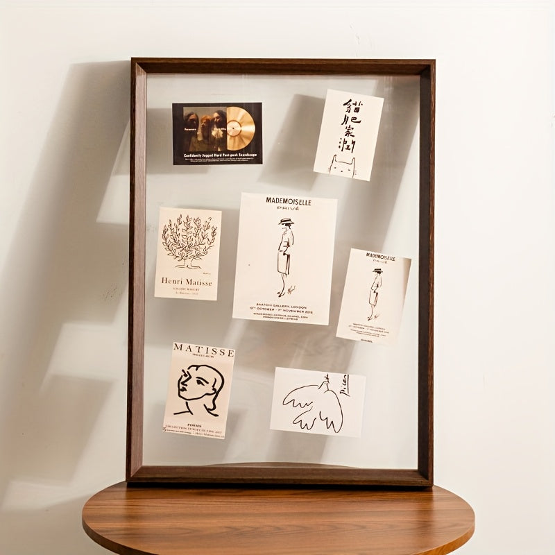 1 peça Moldura Flutuante 8,5x11, 8x10, 6x8, Moldura de Vidro Dupla Camada, Moldura de Madeira, Exibe Fotos de até 21,59x27,94 cm em Qualquer Tamanho, Montável na Parede ou de Apoio de Mesa, Madeira Natural