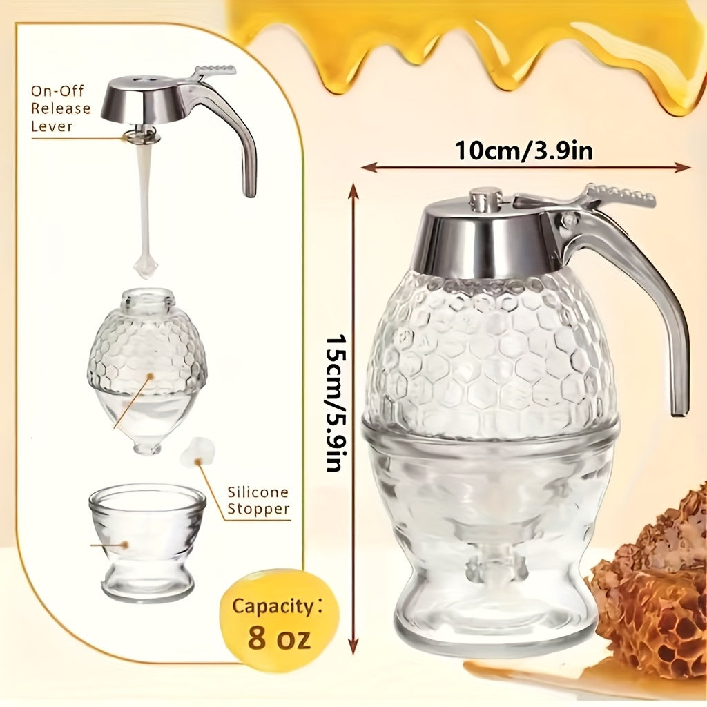 Honey Dispenser with a Stand - Suitable for Syrups, Sauces, And Condiments, - a Versatile Kitchen Tool for Olive Oil, Chocolate, And Sweetened Condensed Milk