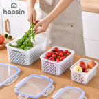 Local Delivery BR | Shipping-Set of 3 Sizes-Drainage Basket for Refrigerator (Small+Medium+Large) with Adjustable Valve - Stackable, Portable for Snacks, Food Organizer, Christmas Party.