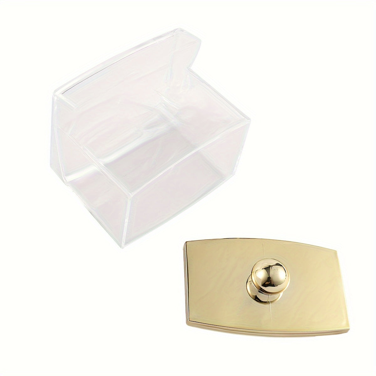 Porta-Algodão Acrílico com Tampa Dourada