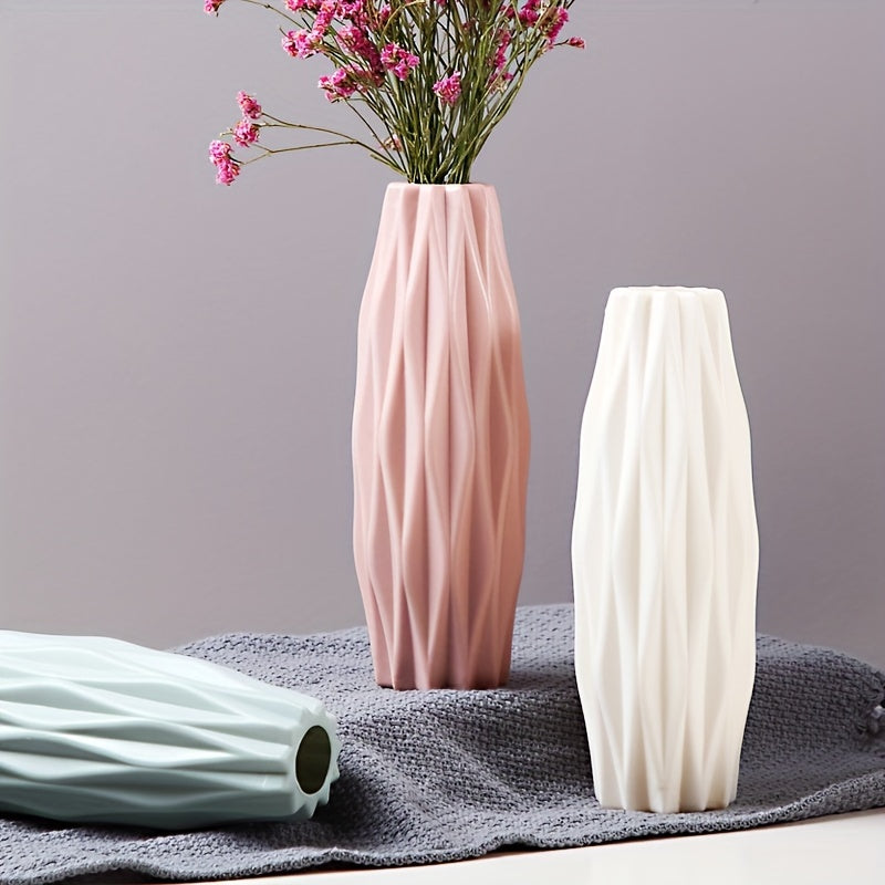 Conjunto de várias peças de vasos de plástico nórdicos, imitando vasos de cerâmica, adequados para decoração de sala de estar e mesa de jantar em casa, decoração de Dia de São Patrício e Páscoa, decoração de sala de beleza, decoração de casa de primavera