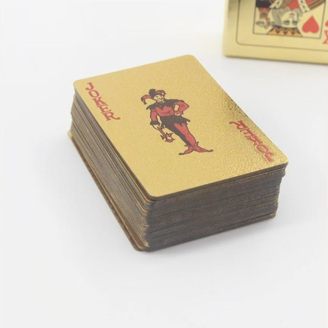 54 Cartas de Jogo com Folha de Ouro | Textura de Glitter Premium & Design Durável, Caixa de Armazenamento Resistente | Ideal para Jogos de Poker, Truques de Mágica, Pegadinhas | Essencial para Natal, Halloween, Ano Novo e Festas de Feriado