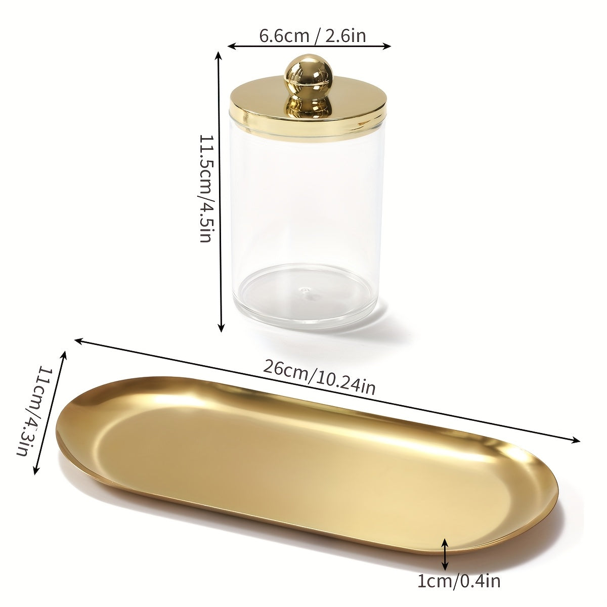 Conjunto de Porta-Cotonetes Acrílico com Bandeja