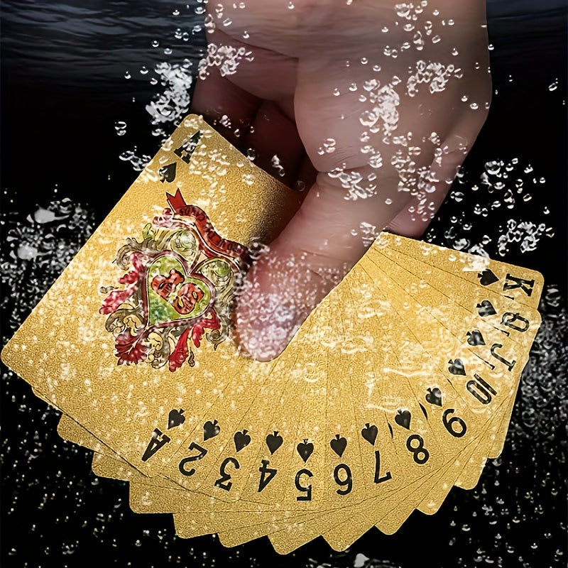 54 Cartas de Jogo com Folha de Ouro | Textura de Glitter Premium & Design Durável, Caixa de Armazenamento Resistente | Ideal para Jogos de Poker, Truques de Mágica, Pegadinhas | Essencial para Natal, Halloween, Ano Novo e Festas de Feriado