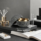 Nordic Industrial Minimalist Concrete Ashtray, Artisan-Made Natural Texture, Removable Stainless Steel Bowl & Anti-Fly Ash Lid - Easy Clean, Durable Outdoor/Indoor Decor for Living Room, Bar, Office - Ideal Father's Day, Christmas, Housewarming Gift