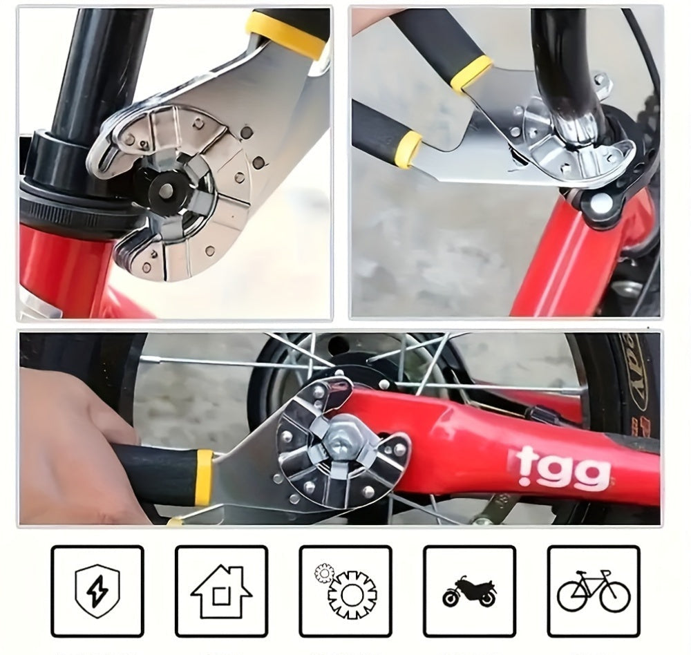 A Single Piece of a Magic Wrench, a Multifunctional Adjustable Torque Open-End Wrench, Featuring a Hexagonal Grip And a Curved Anti-Slip Handle, Suitable for Projects And Repairs in Electrical Work, Machinery, Motorcycles, Bicycles