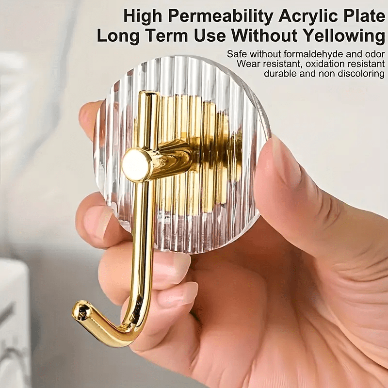 1pc Golden Metal Wall Hooks for Towels and Clothes - Multi-Purpose Bathroom Storage, Bedroom Wardrobe Organizer, Dorm Adhesive Hanging Rack, Christmas/Halloween Gift Decor, No Electricity Needed