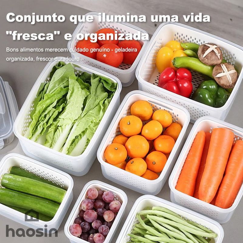 Local Delivery BR | Shipping-Set of 3 Sizes-Drainage Basket for Refrigerator (Small+Medium+Large) with Adjustable Valve - Stackable, Portable for Snacks, Food Organizer, Christmas Party.