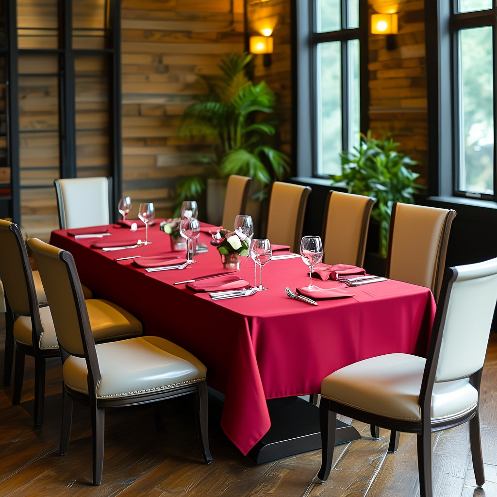  Toalha de Mesa Luxuosa Borgonha - Poliéster, Retangular para Casamentos, Aniversários, Jantares, Buffets, Piqueniques & Mais - Decoração Versátil para Feriados