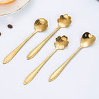 Conjunto de 4 colheres de chá pequenas em formato de flor, colher de café, colher fofa para sorvete e sobremesa, conjunto de talheres em aço inoxidável