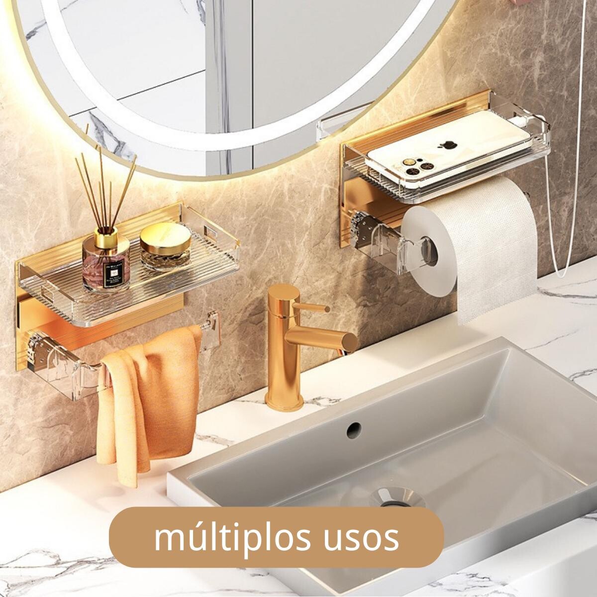 Elegant Adhesive Toilet Paper Holder, Wall-Mounted, No Drilling Required, Easy to Install with Refined Design