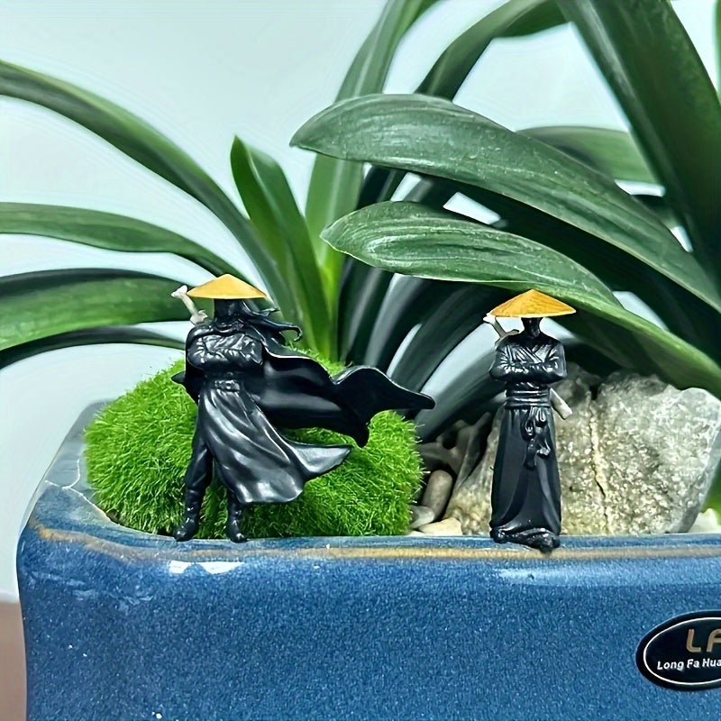 1/2/3pcs Mini Ancient Samurai & Warrior Statues - Miniature Figurines Suitable for Car Dashboard Decor, Aquarium Landscapes, Bonsai Displays, Samurai Micro Scenes - Historical Tabletop Collectibles