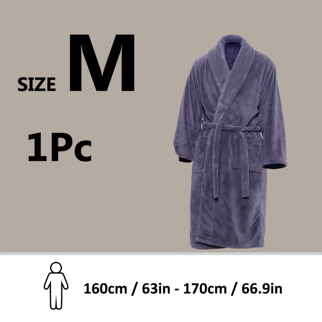 Roupão Unissex de Fleece Coral Extra Quente para Homens e Mulheres, Roupões Adultos para Banheiro, Toalha de Banho, Roupão com Gola Xale, Presente de Dia dos Namorados para Casais