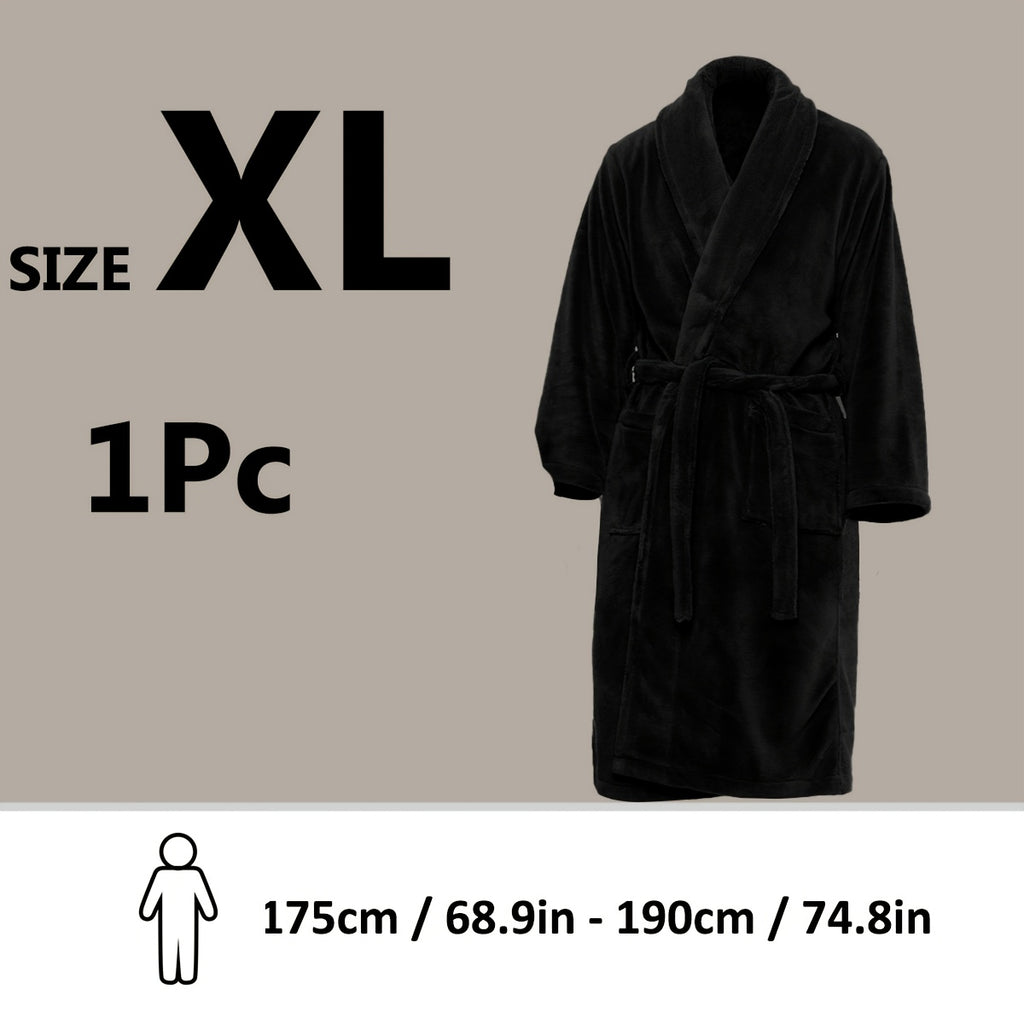 Roupão Unissex de Fleece Coral Extra Quente para Homens e Mulheres, Roupões Adultos para Banheiro, Toalha de Banho, Roupão com Gola Xale, Presente de Dia dos Namorados para Casais