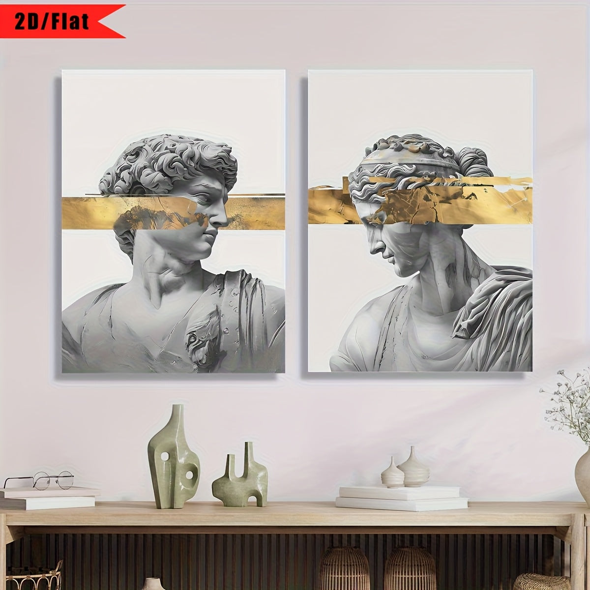 2 Peças de Arte de Parede da Mitologia Grega - Zeus, Hera, Atena e Deuses - Impressões em Tela Plana 2D Adequadas para Decoração de Casa e Escritório - Deusas e Lendas Gregas - Impressões de Arte Clássica Educativa, Plana 2D, Perfeitas para Decoração de Quarto