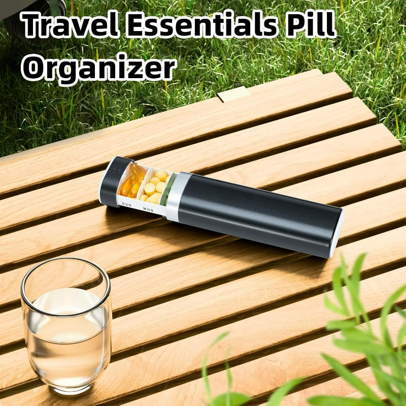 1-Week (7-Day) Travel Pill Organizer - Weekly Medication & Vitamin Case with Monday-Sunday Compartments, Compact & Portable Medicine Holder for Vitamins, Supplements, Medications - Cute Drawer-Style Daily Pill Box for -the-