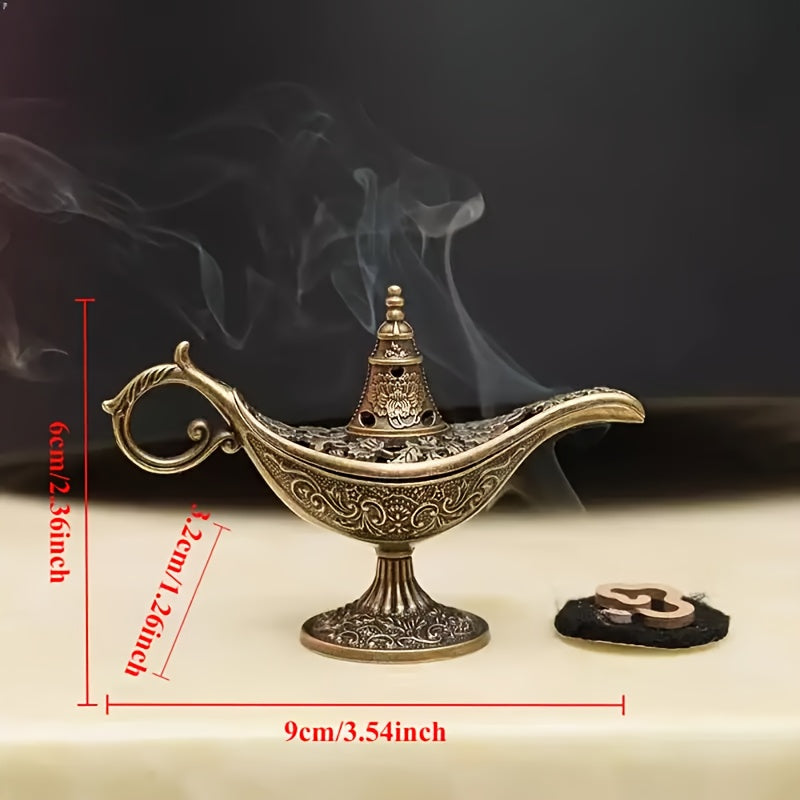 Um Porta Incenso Vintage em Forma de Candeeiro de Metal Vintage, Decorativo para Mesas, Utilizado para Suprimentos de Altar, Representando Presentes Culturais Tradicionais Adequados para Casas, Templos e Salas de Estar. Perfeito para Celebrações como o Halloween.