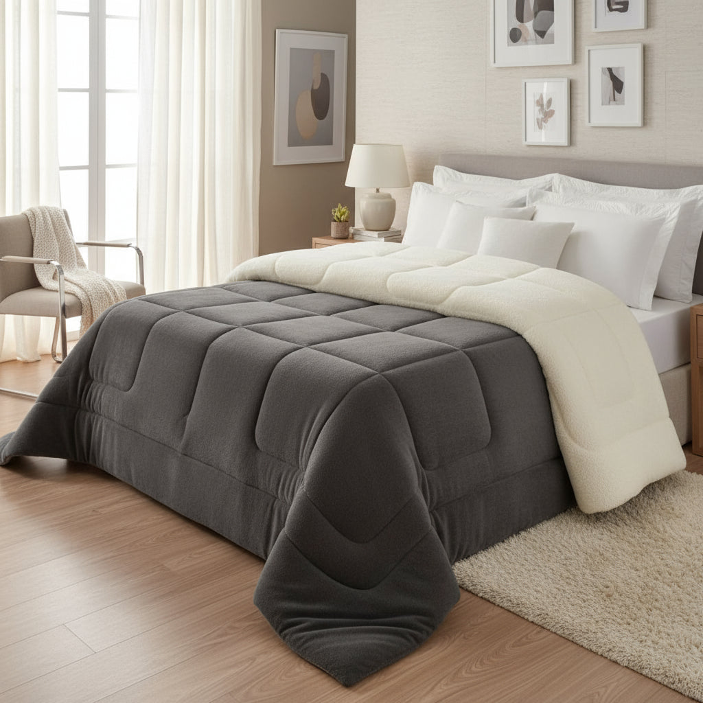 Sherpa Comforter and Duvet Set, Queen Size, Thick, Assorted Colors