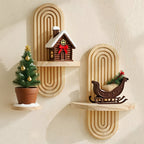 Prateleira de Parede em Arco de Madeira Clássica - Prateleiras Decorativas de Estilo Boémio para Exposição em Parede, Arte de Parede em Madeira Ondulada com um Visual Moderno de Meados do Século, Prateleiras Suspensas Adequadas para Salas de Estar, Quartos e Exposições de Plantas, Também Serve Como Decoração Interior de Halloween