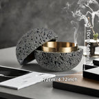 Nordic Industrial Minimalist Concrete Ashtray, Artisan-Made Natural Texture, Removable Stainless Steel Bowl & Anti-Fly Ash Lid - Easy Clean, Durable Outdoor/Indoor Decor for Living Room, Bar, Office - Ideal Father's Day, Christmas, Housewarming Gift