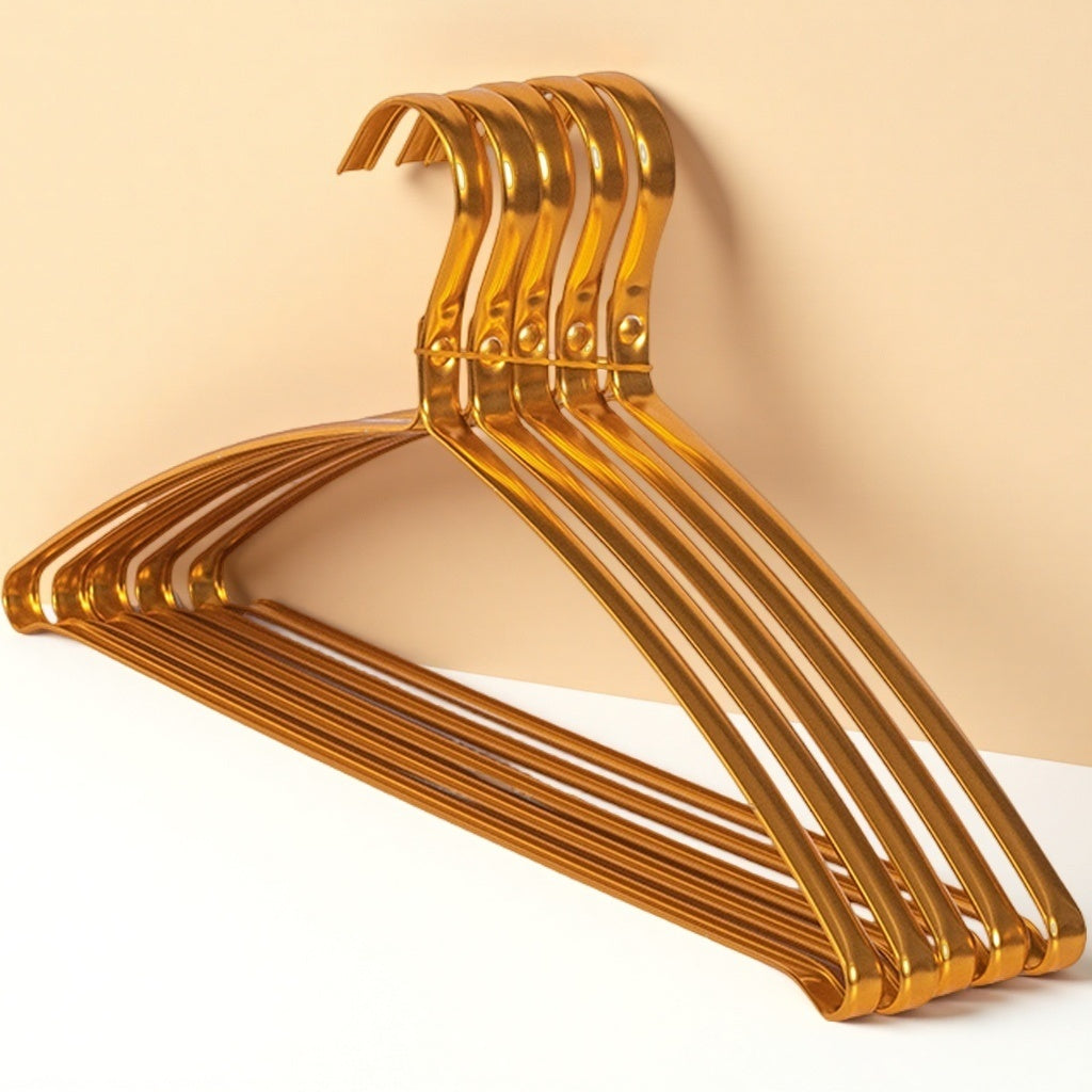 5/10pcs of Durable Matte Golden Hangers - Sleek, Lightweight, And Sturdy Metal Frames, Perfect for Aesthetic Indoor Decor, Home Decoration, Dorms, Schools, Bedrooms, And Bathrooms