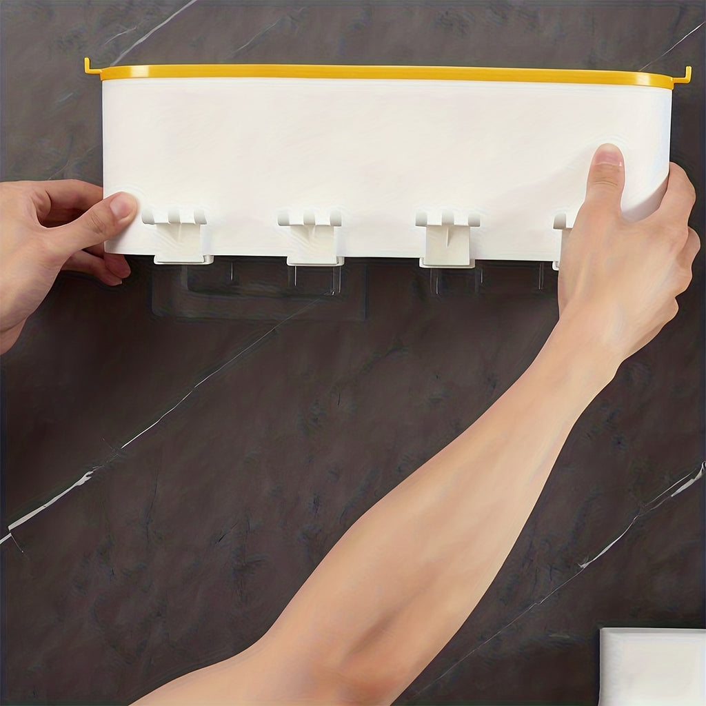 Suporte para Escova de Dentes de Montagem Fácil na Parede com Copo para Enxaguatório - Sem Furação, Organizador de Banheiro que Economiza Espaço para Pasta de Dente & Escovas, Transparente, Conjunto de Suporte para Escova de Dentes