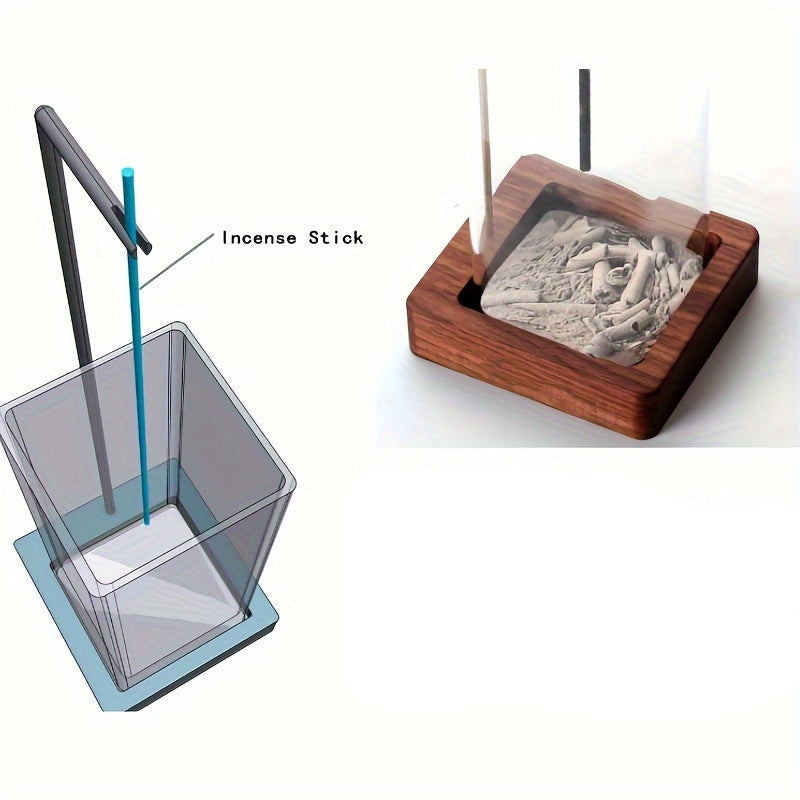 Suporte Elegante para Incenso de Madeira e Vidro com Detalhes Dourados - Não Precisa de Eletricidade, Design Seguro de Ventilação de Fumaça para Yoga, Decoração de Casa e Relaxamento, Suporte para Varetas de Incenso, Estilo Contemporâneo, Design Minimalista, Construção em Vidro Durável, Acabamento