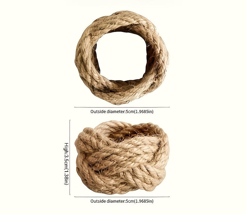 Conjunto de 8 anéis de toalha de linho trançado, anel de toalha de juta trançado à mão em forma de flor, adequado para mesa de jantar, anel de toalha náutico, decoração de mesa, festa, banquete, casamento, aniversário