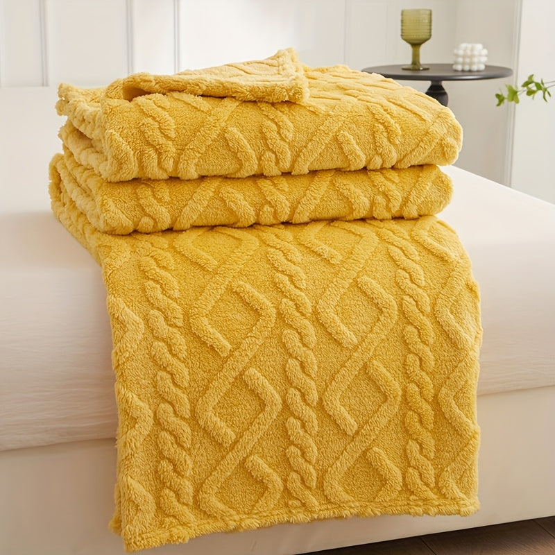 Manta Moderna 3D Jacquard com Padrões Geométricos, Microfibra Super Macia, Lã Leve e Confortável para Sofá, Cama, Cadeira, Adequada para Todas as Estações