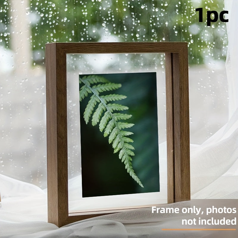 1 Moldura de Fotos Flutuante de Madeira, Disponível em Múltiplas Cores - Design Clássico e Moderno com Dupla Camada de Acrílico Transparente, Moldura para Pendurar Horizontal/Vertical, Ideal para Fotos Pequenas, Paisagens, Retratos, Pets, Arquitetura - Painel Protetor Transparente, Fácil de Instalar