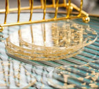 Conjunto de 8 Luxuosos Bases para Copos em Acrílico com Design de Folha Dourada - Protetores de Mesa Redondos Resistentes ao Calor, Bases para Copos Transparentes Elegantes Adequadas para Chá/Café, Decoração Elegante para Casa e Escritório