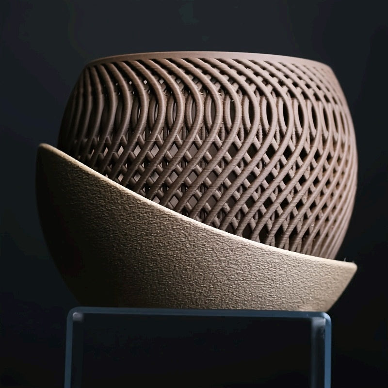 1pc Vaso de Espiral Oco, Vaso de Suculento e Cacto, Vaso de Flor com Bandeja, Ornamento Decorativo para Mesa de Escritório, Adequado para Uso Interior e Exterior