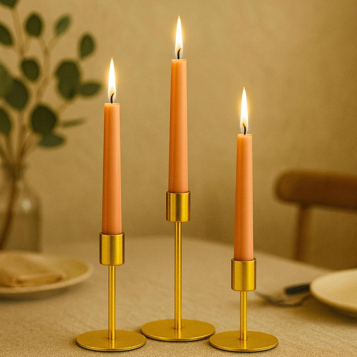 3 Peças Suportes para Velas Cônicas Castiçais Decoração de Casamento e Natal Adequados para Centro de Mesa Decorações de Feriado e Casamento