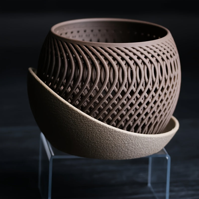 1pc Vaso de Espiral Oco, Vaso de Suculento e Cacto, Vaso de Flor com Bandeja, Ornamento Decorativo para Mesa de Escritório, Adequado para Uso Interior e Exterior