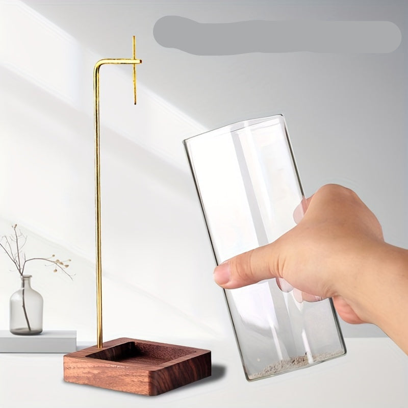 Suporte Elegante para Incenso de Madeira e Vidro com Detalhes Dourados - Não Precisa de Eletricidade, Design Seguro de Ventilação de Fumaça para Yoga, Decoração de Casa e Relaxamento, Suporte para Varetas de Incenso, Estilo Contemporâneo, Design Minimalista, Construção em Vidro Durável, Acabamento
