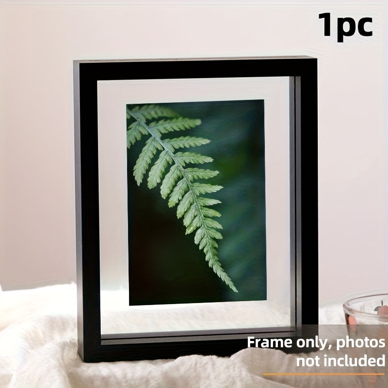 1 Moldura de Fotos Flutuante de Madeira, Disponível em Múltiplas Cores - Design Clássico e Moderno com Dupla Camada de Acrílico Transparente, Moldura para Pendurar Horizontal/Vertical, Ideal para Fotos Pequenas, Paisagens, Retratos, Pets, Arquitetura - Painel Protetor Transparente, Fácil de Instalar